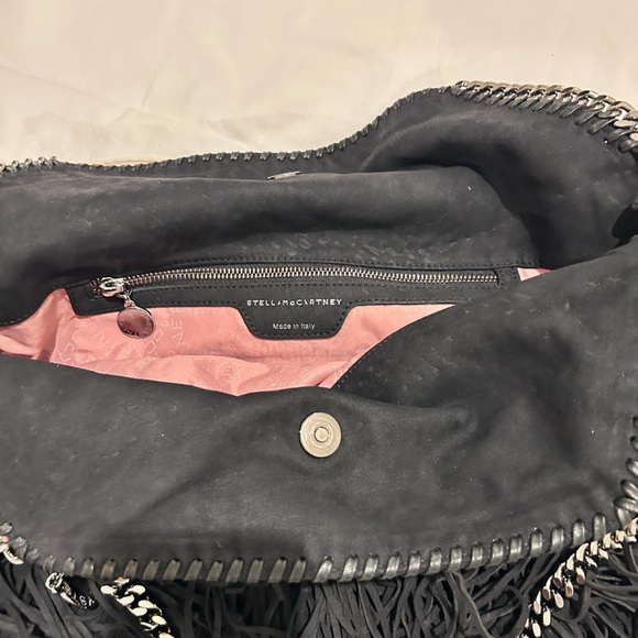 Stella McCartney Falabella Fringe Tote Black Vegan Leather Chain Shoulder Bag - Picture 4 of 5